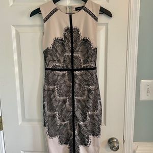 NWT London Dress Company Nude Dress with Black Lace